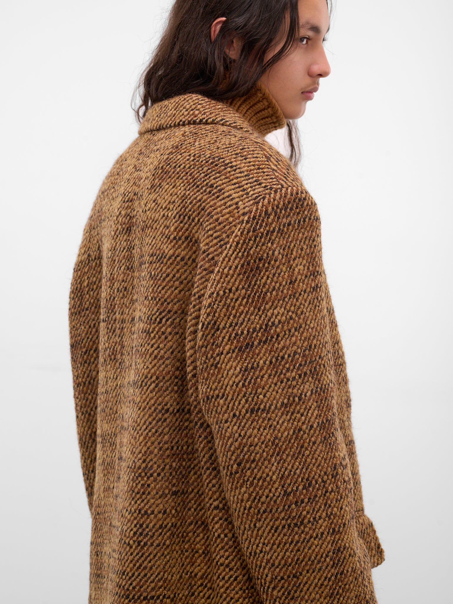 Atlas Brown Wool Tweed Coat (ATLAS-M24W134-PEBBLE-BROWN)