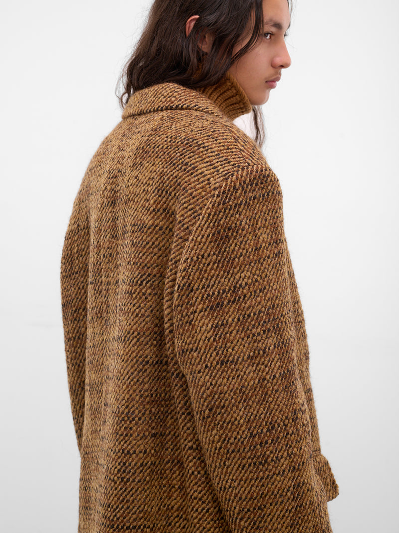 Atlas Brown Wool Tweed Coat (ATLAS-M24W134-PEBBLE-BROWN)