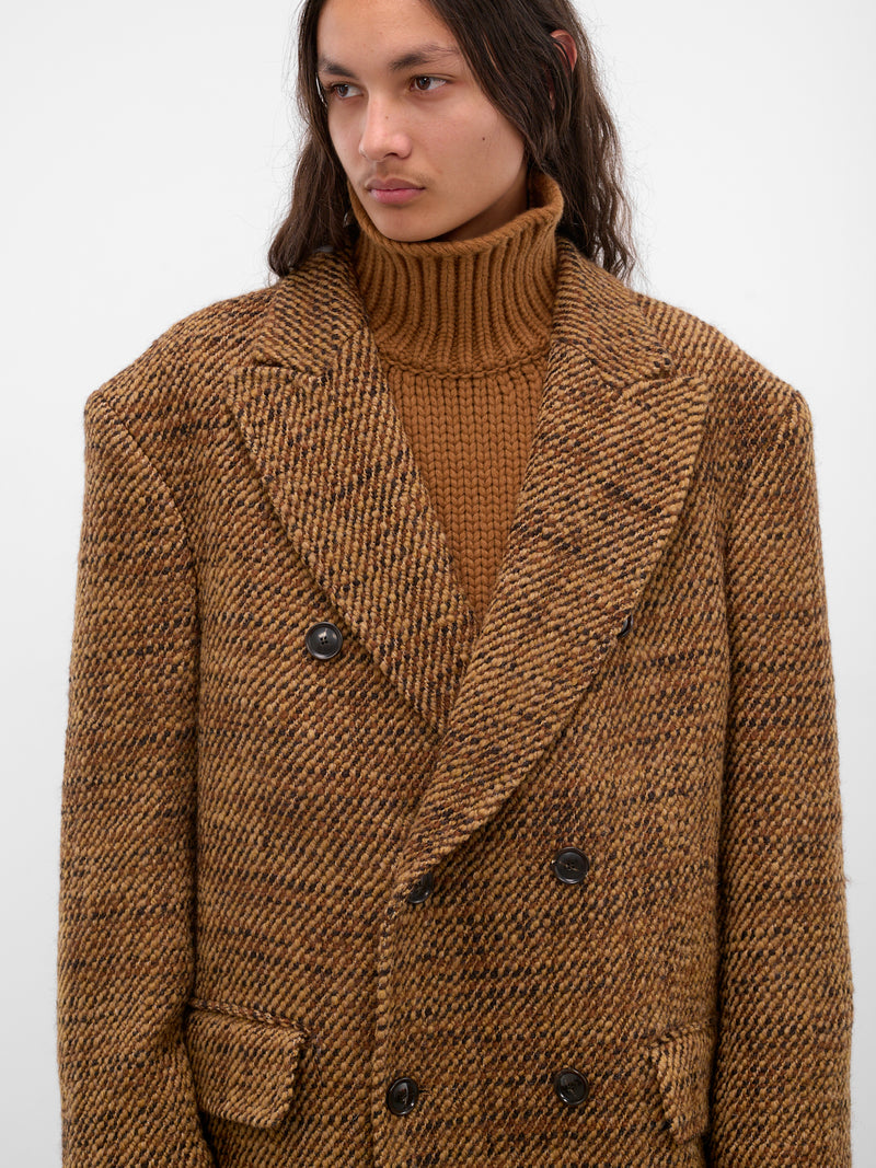 Atlas Brown Wool Tweed Coat (ATLAS-M24W134-PEBBLE-BROWN)