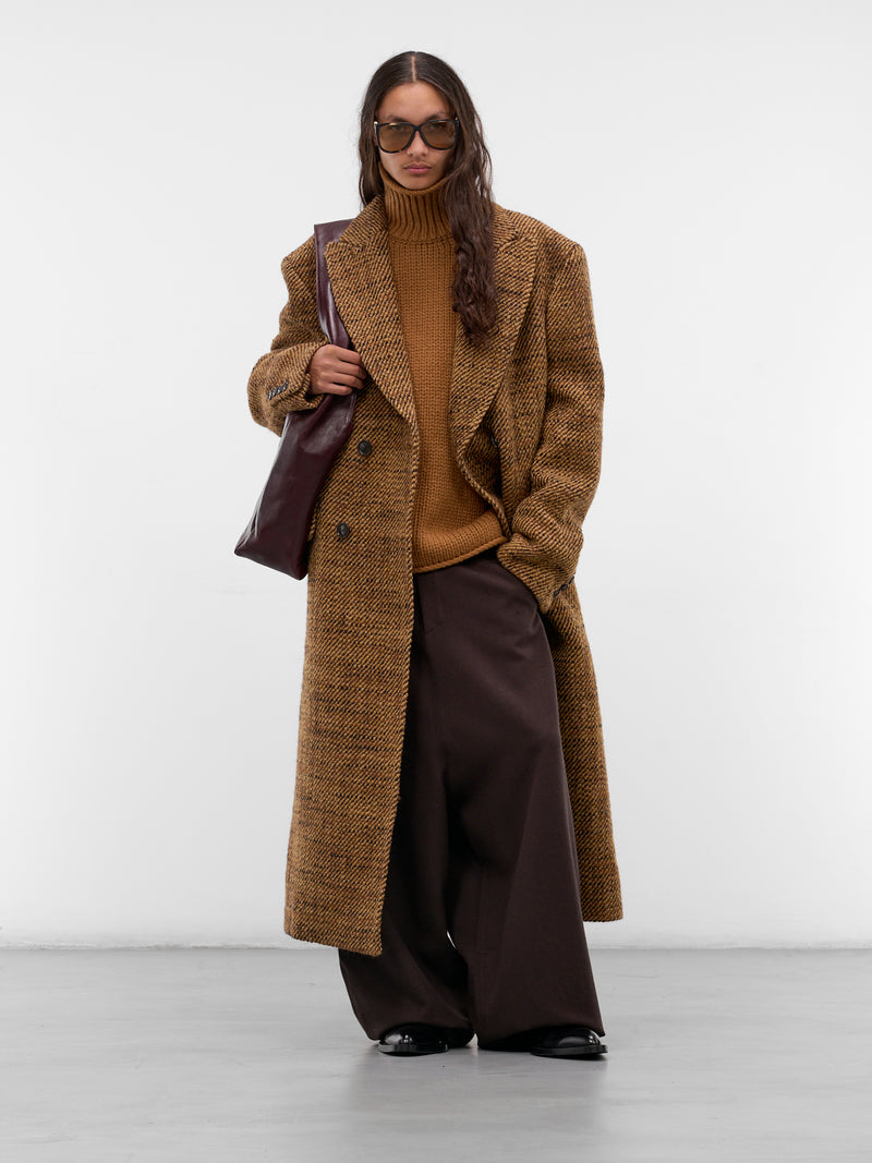 Atlas Brown Wool Tweed Coat (ATLAS-M24W134-PEBBLE-BROWN)