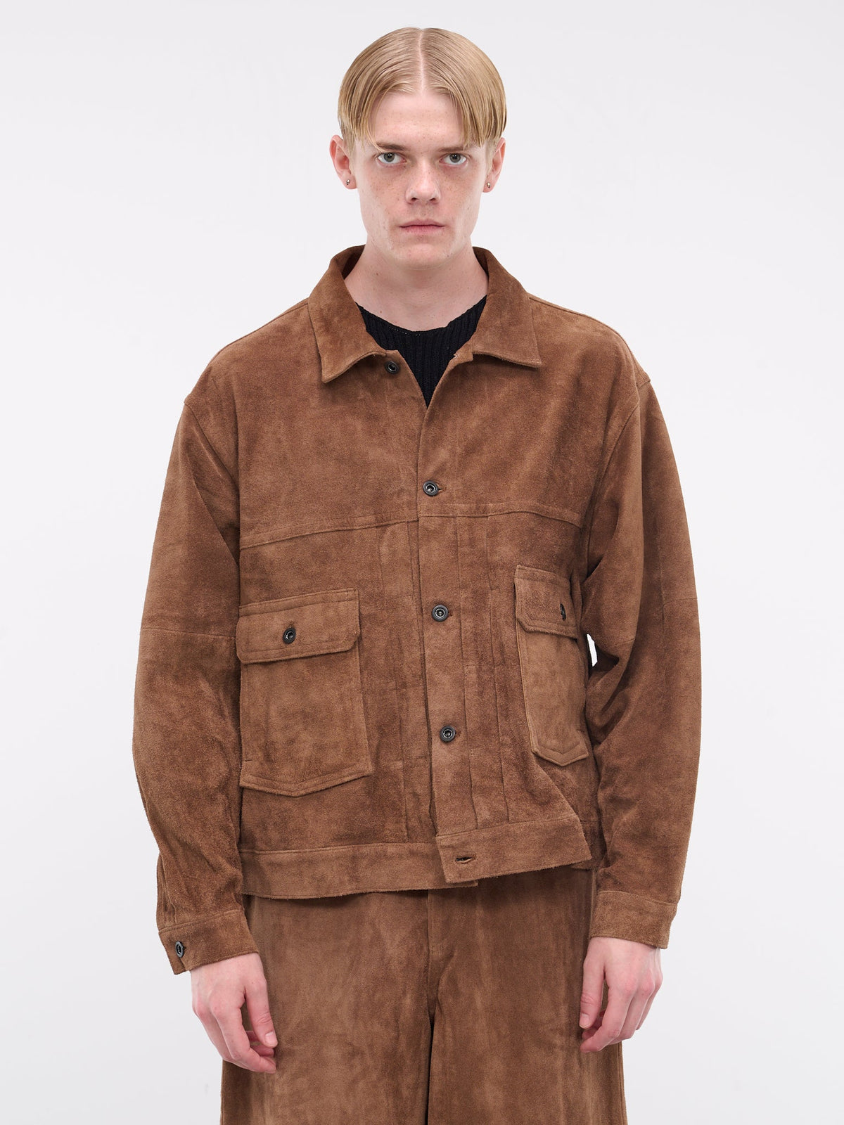 A LEATHER Suede Trucker Jacket  | H. Lorenzo - front
