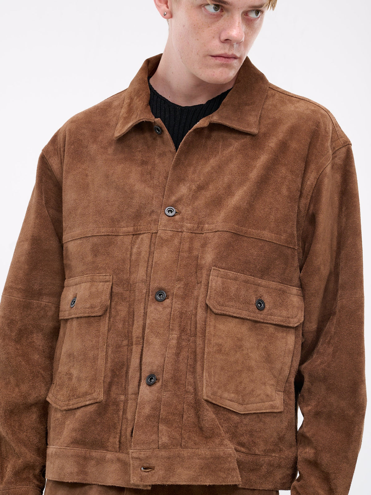 A LEATHER Suede Trucker Jacket  | H. Lorenzo - detail 2