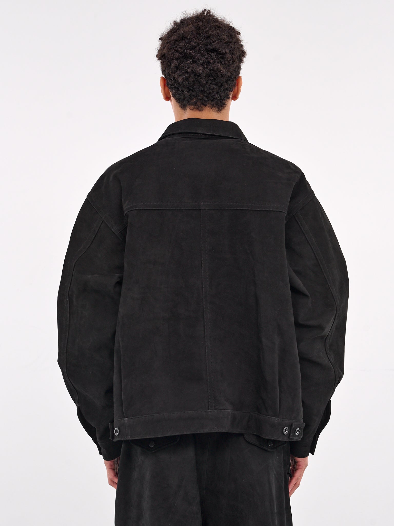 Leather Trucker Jacket (AUJ2500-BLACK-NUBUCK)