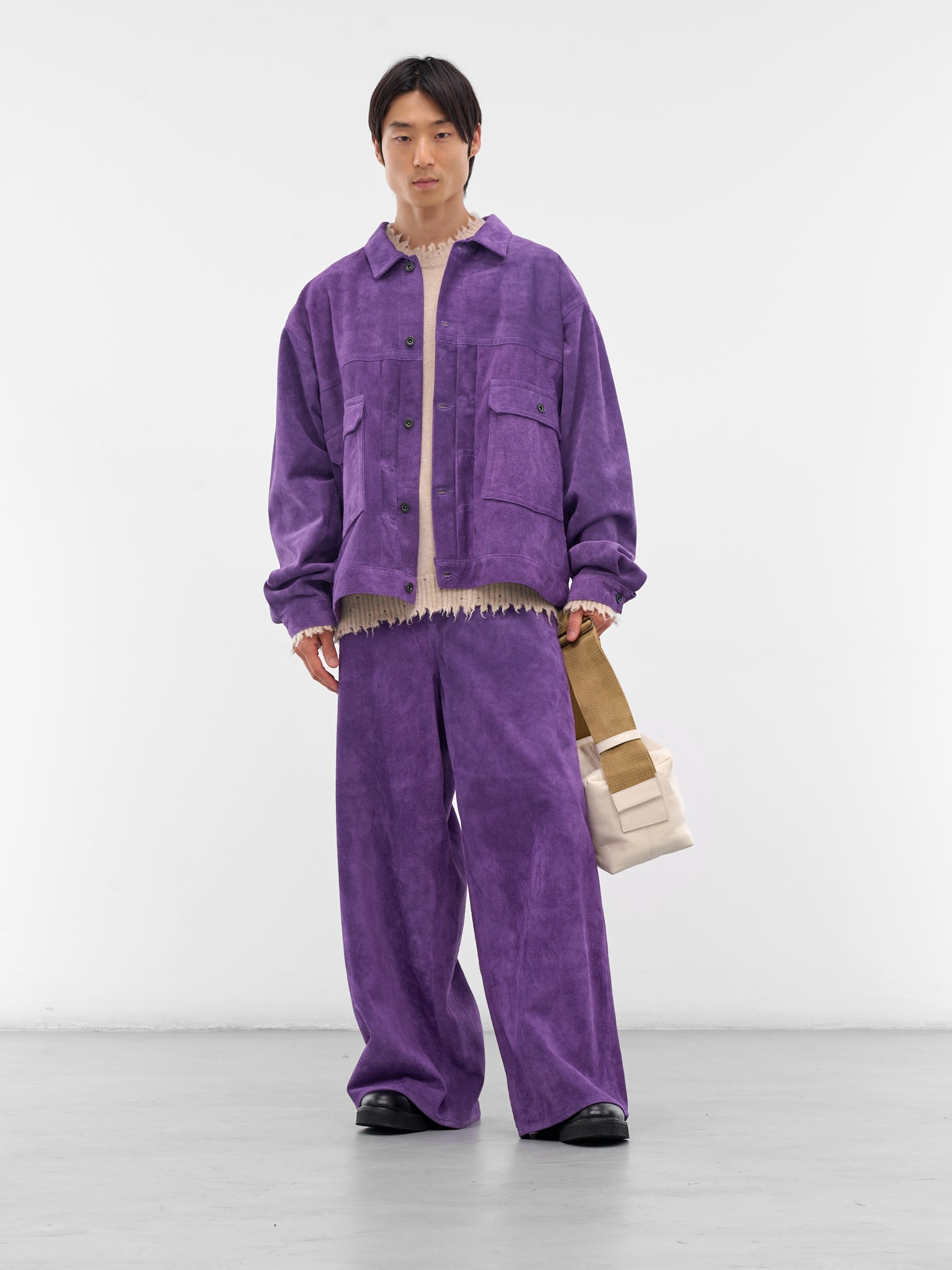 Purple Suede Oversized Trucker Jacket (AUJ2550-PURPLE-SUEDE)