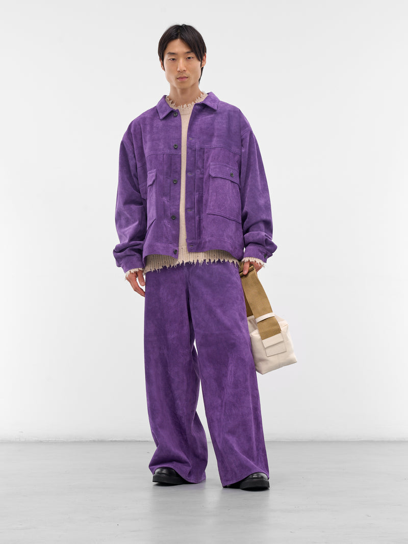 Purple Suede Oversized Trucker Jacket (AUJ2550-PURPLE-SUEDE)