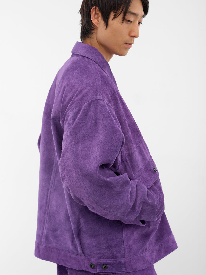 Purple Suede Oversized Trucker Jacket (AUJ2550-PURPLE-SUEDE)