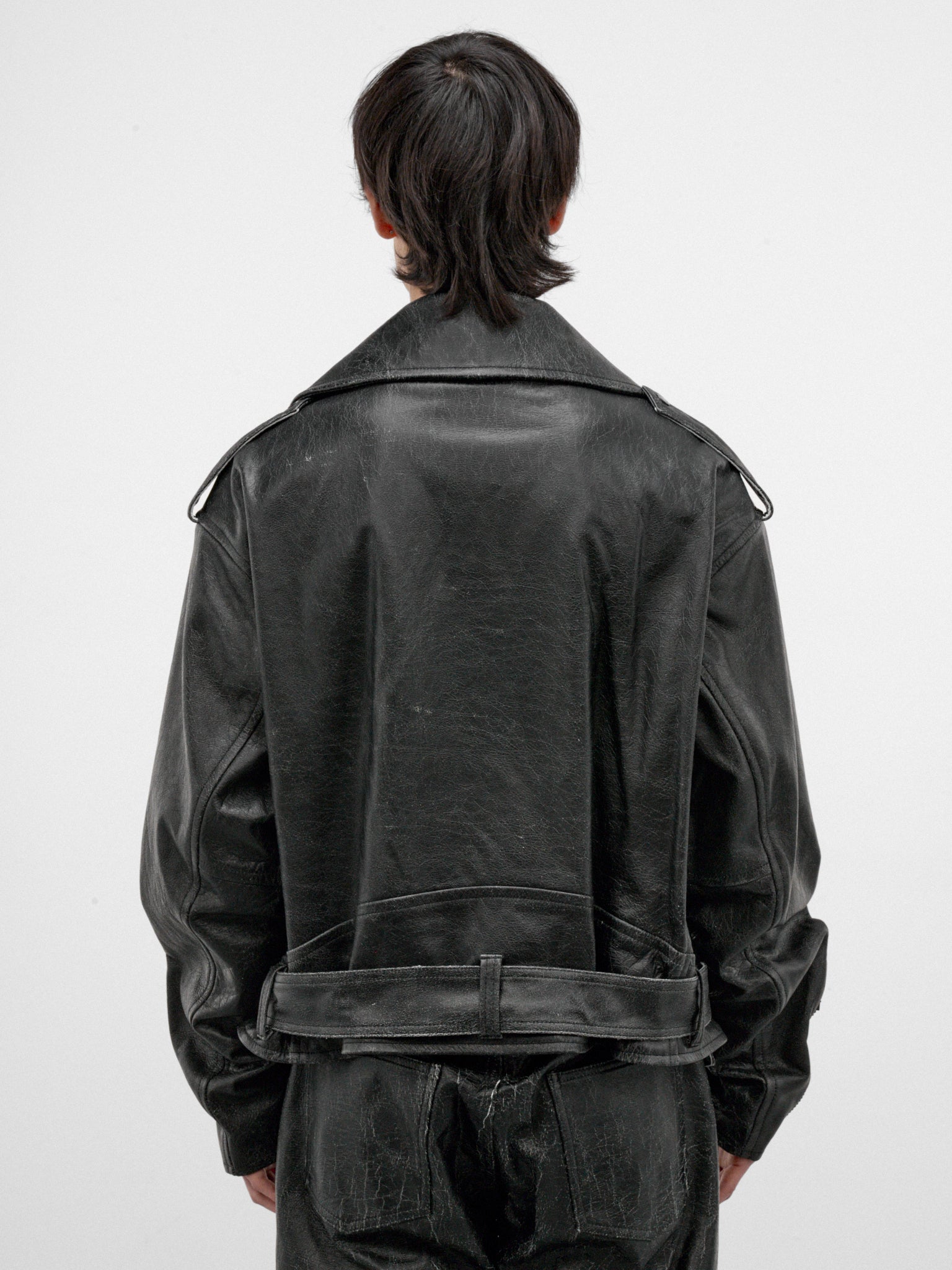 Black Leather Biker Rider Jacket (AUJ2652-VINTAGE-BLACK)