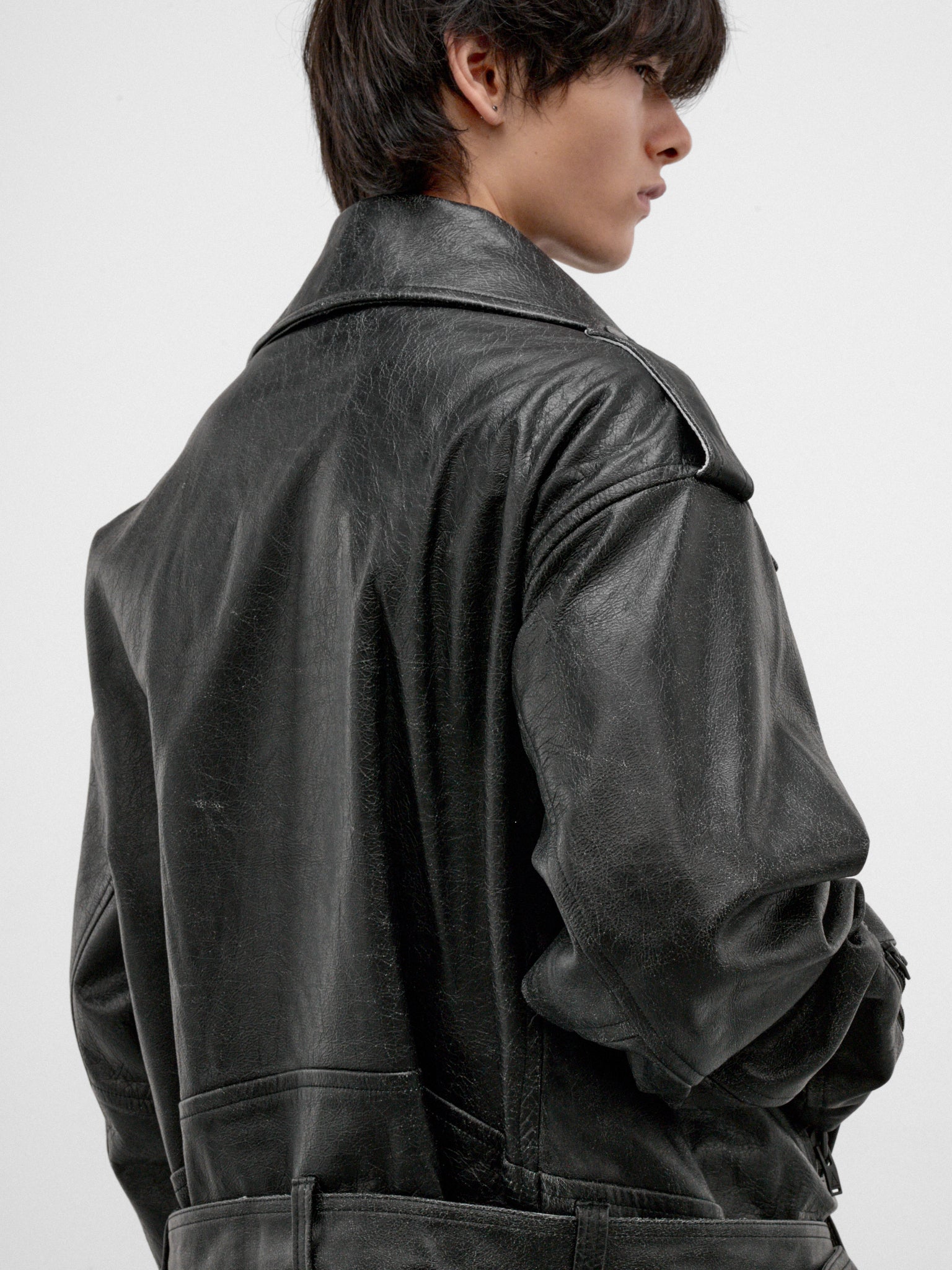 Black Leather Biker Rider Jacket (AUJ2652-VINTAGE-BLACK)