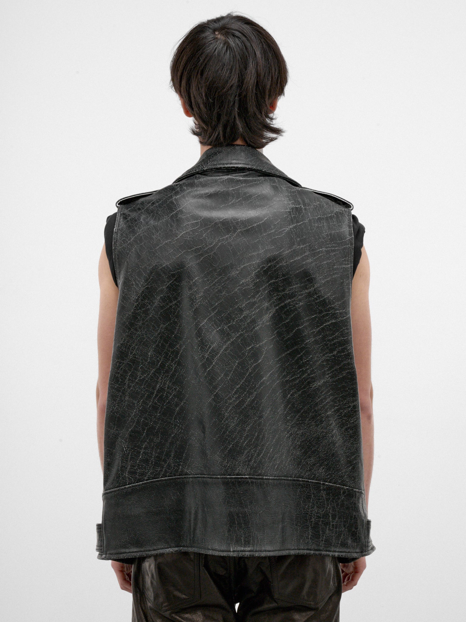 Black Leather Biker Moto Vest (AUJ2654-VINTAGE-BLACK)