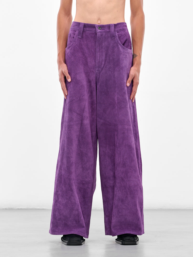 Purple Suede Wide Baggy Trousers (AUP2556-PURPLE-SUEDE)