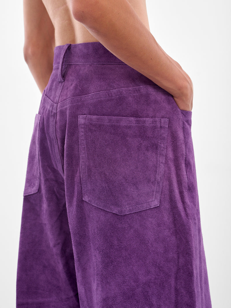 Purple Suede Wide Baggy Trousers (AUP2556-PURPLE-SUEDE)