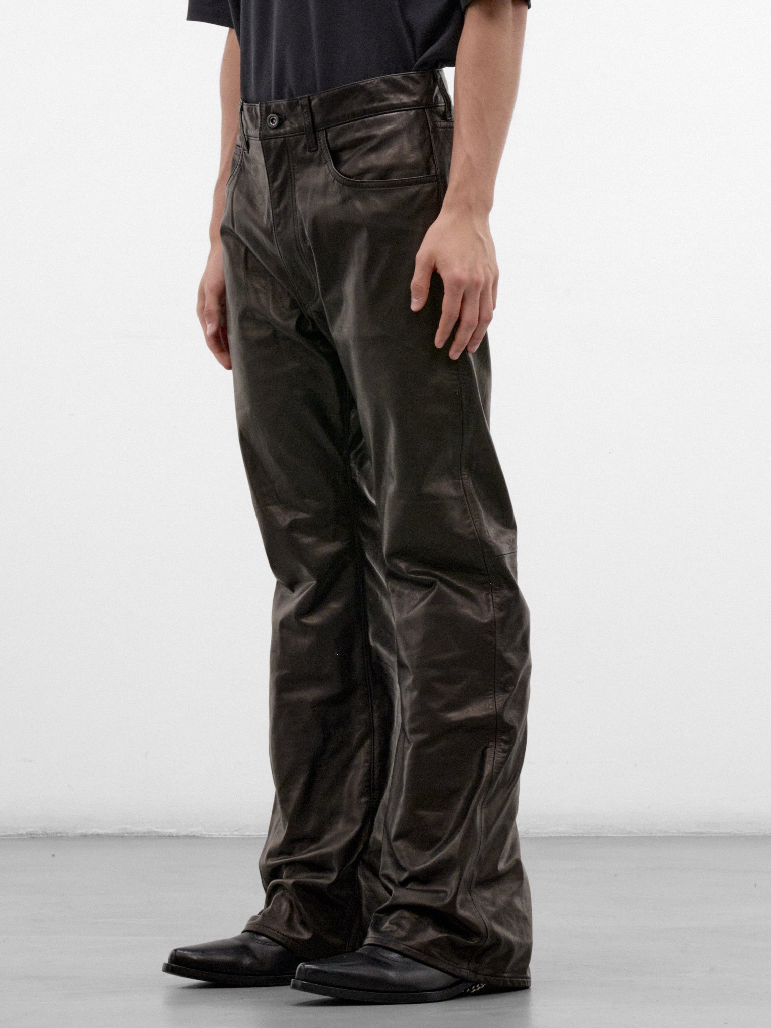 Black Leather Flared Trousers (AUP2664-BLACK-LUXE)