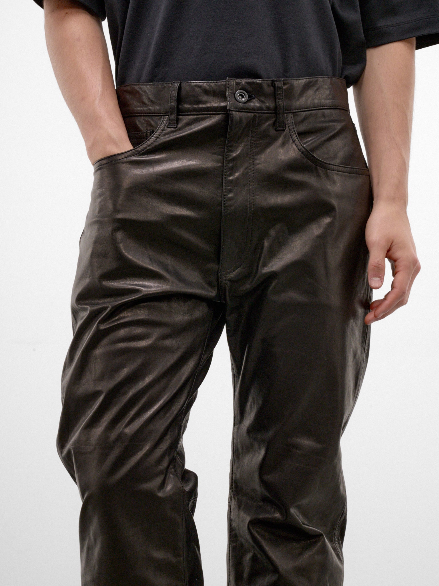 Black Leather Flared Trousers (AUP2664-BLACK-LUXE)