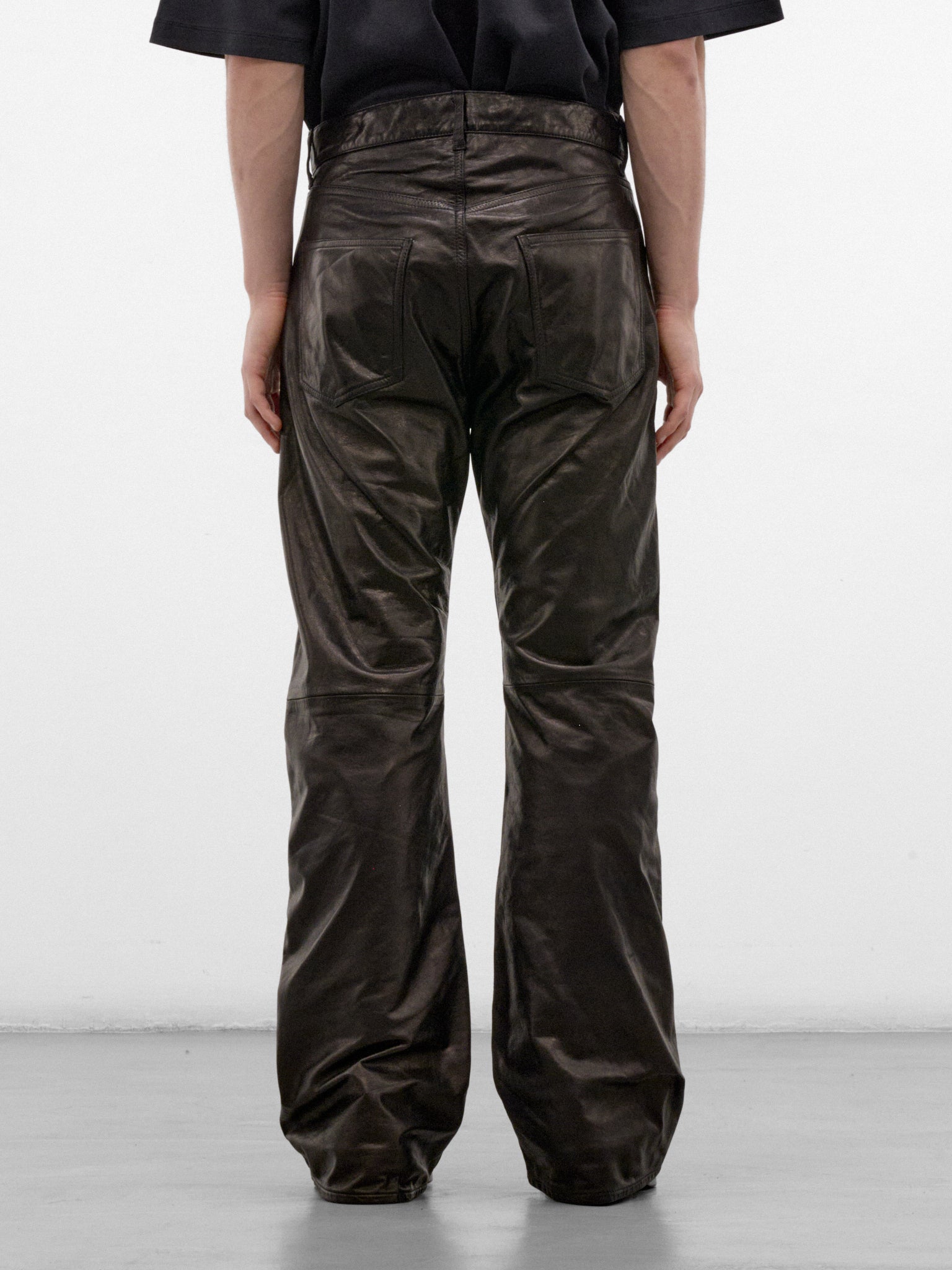 Black Leather Flared Trousers (AUP2664-BLACK-LUXE)