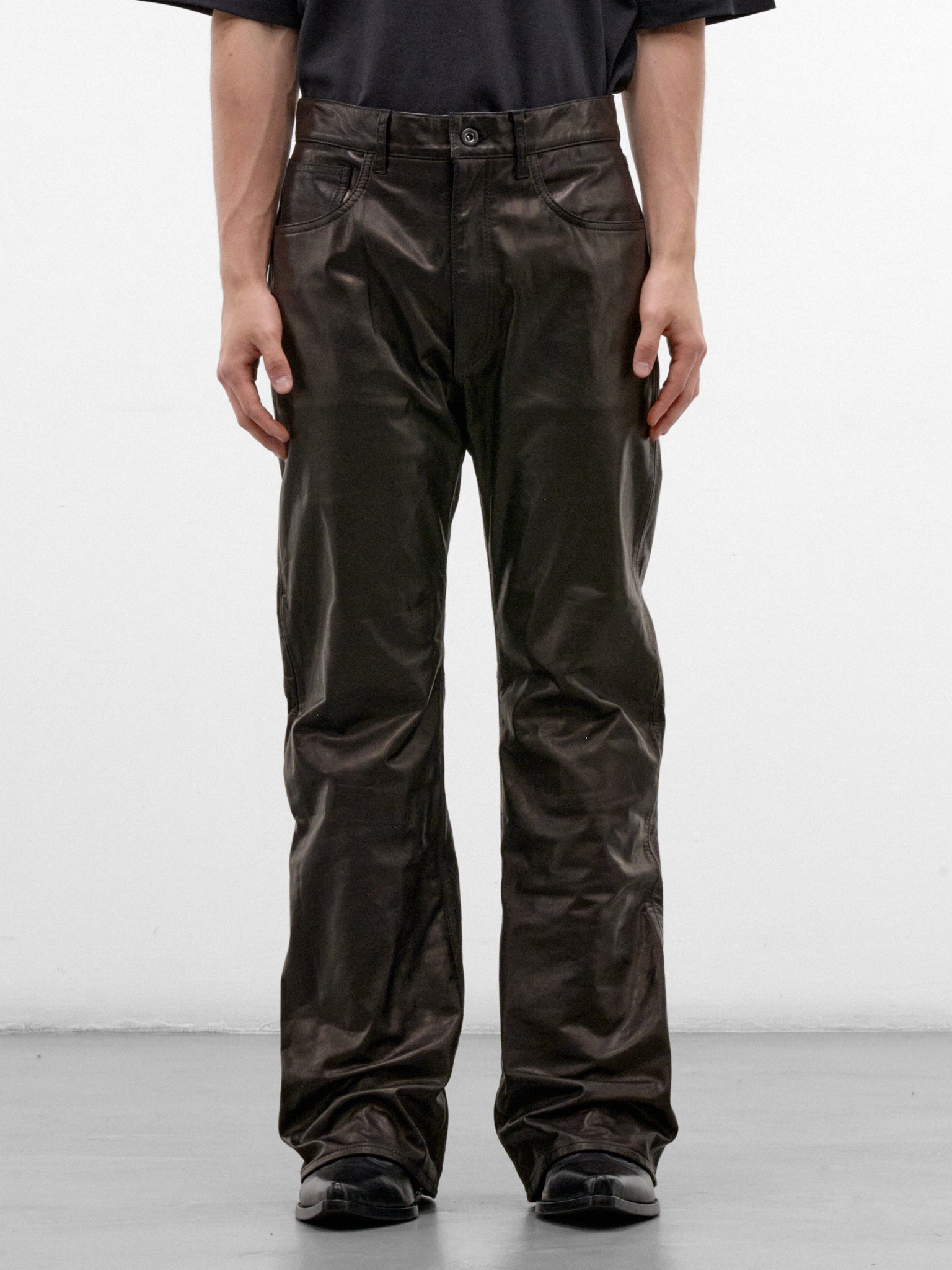 Black Leather Flared Trousers (AUP2664-BLACK-LUXE)