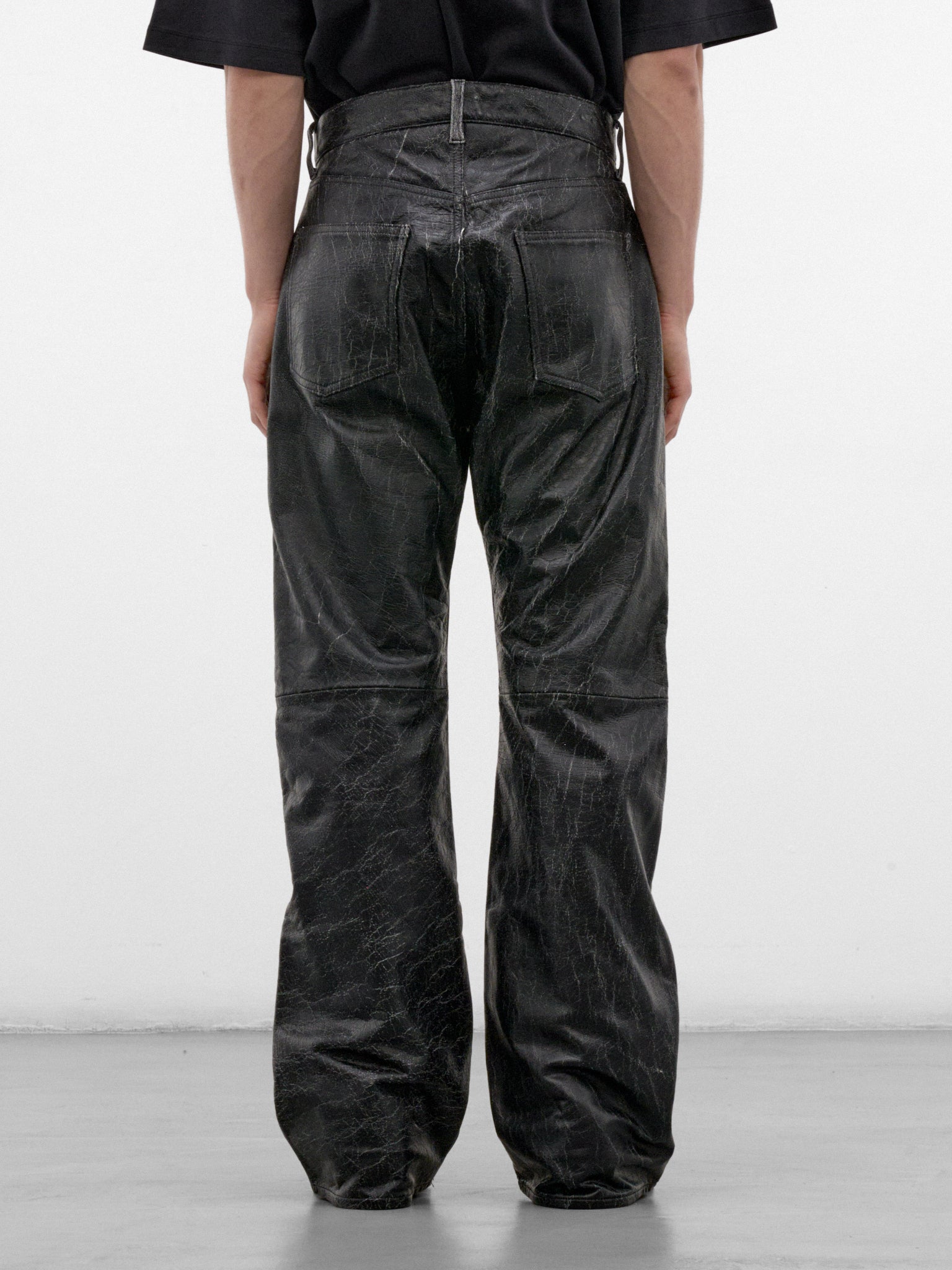 Black Vintage Leather Flared Trousers (AUP2664-VINTAGE-BLACK)