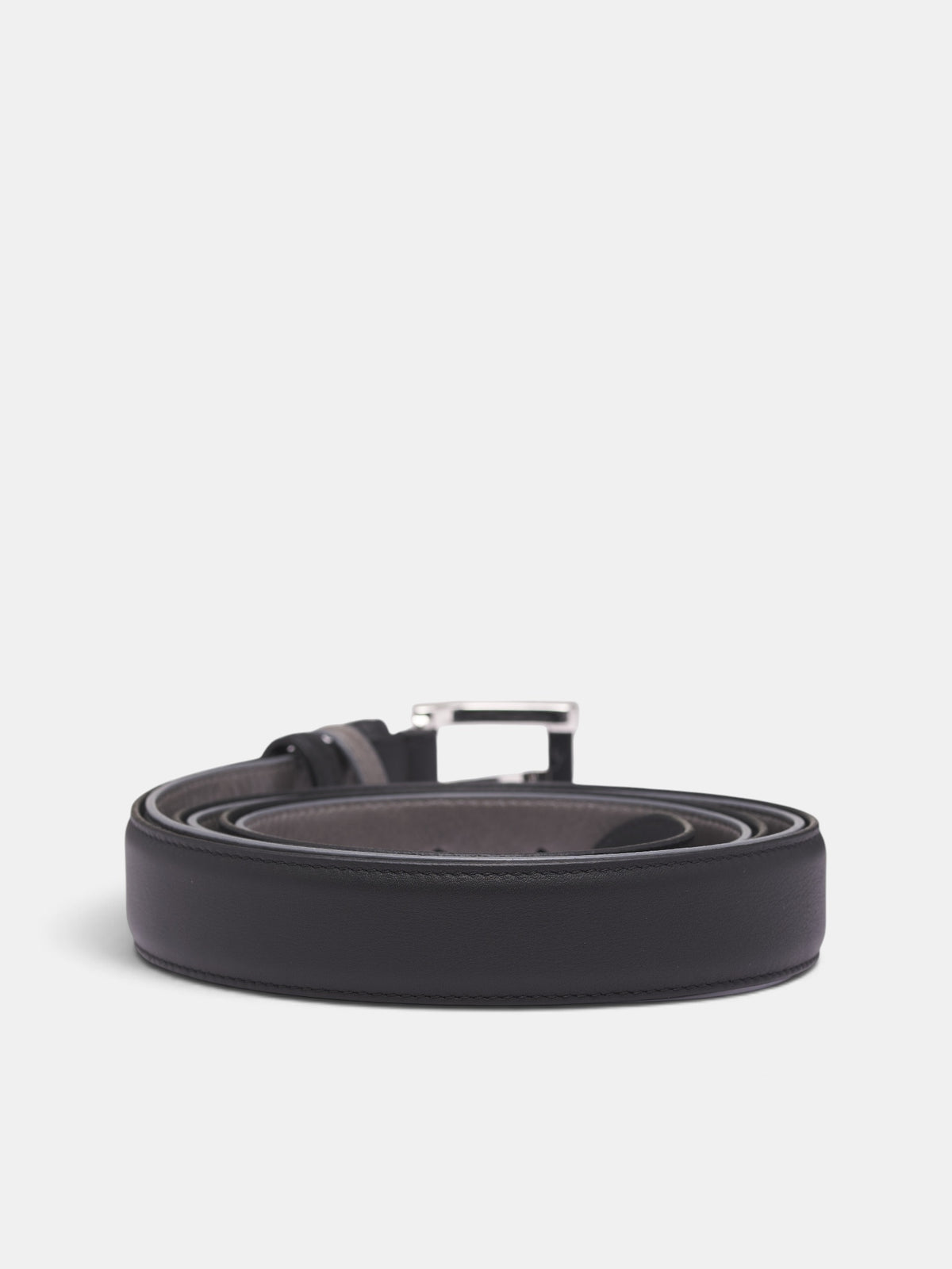 Black Leather Aura Belt (AURA-FW26-6005-BLACK-GREY)
