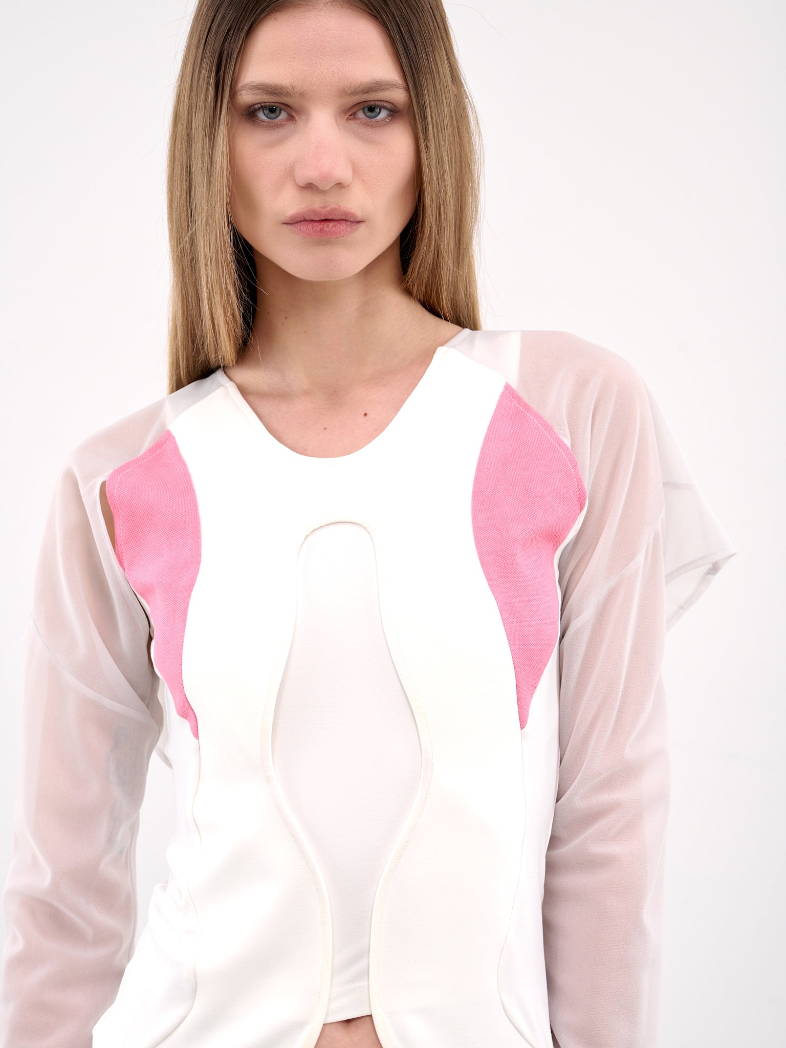 Long Sleeve Paneled Dress (AW014-WHITE)