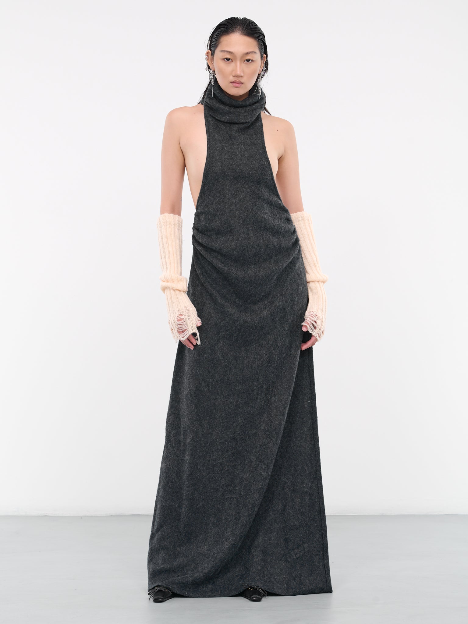 Felt Maxi Dress (AW23-DR-06BS-BLACK-SAND)