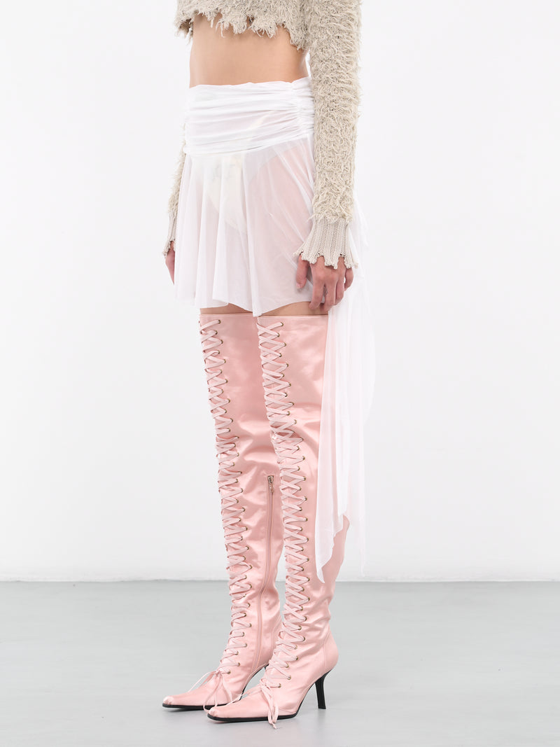 Lacing High Boots (AW23-HEEL-01-PK-PINK)