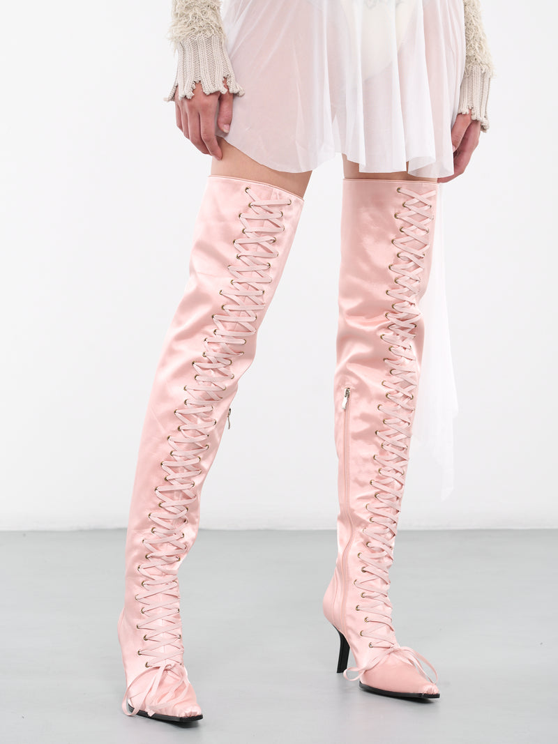 Lacing High Boots (AW23-HEEL-01-PK-PINK)