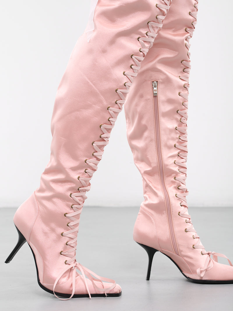 Lacing High Boots (AW23-HEEL-01-PK-PINK)
