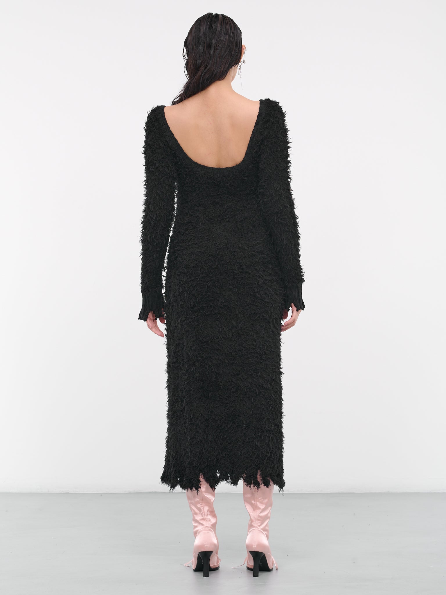 Destroyed Shaggy Dress (AW23-KN-03BK-BLACK)