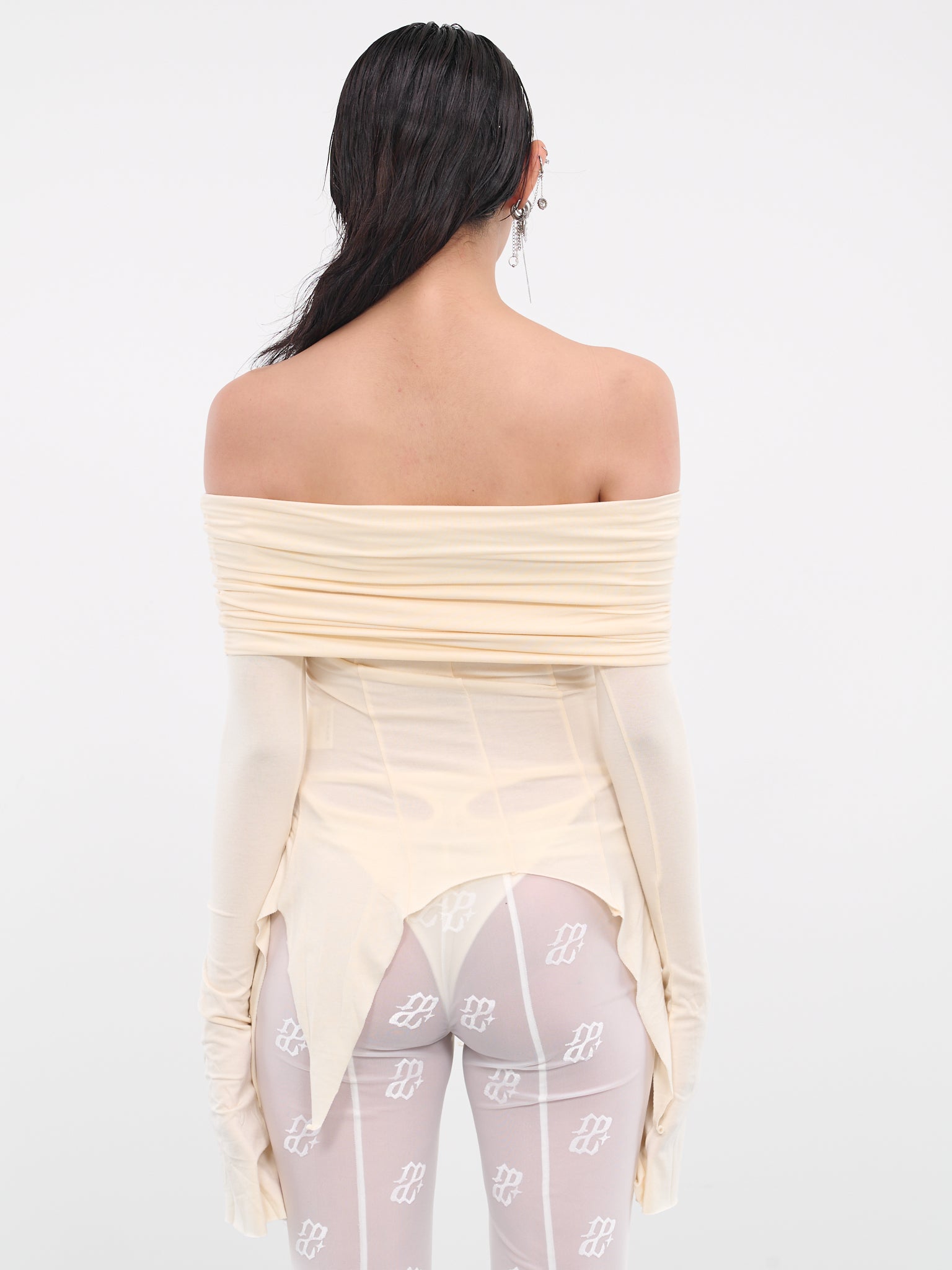 Destroyed Ruched Top (AW23-TOP-02WH-BEIGE)