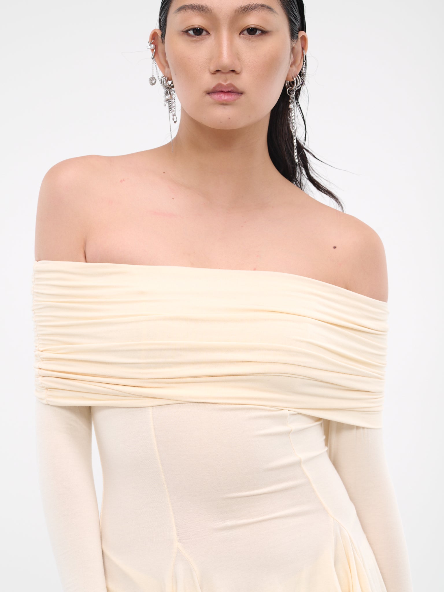 Destroyed Ruched Top (AW23-TOP-02WH-BEIGE)