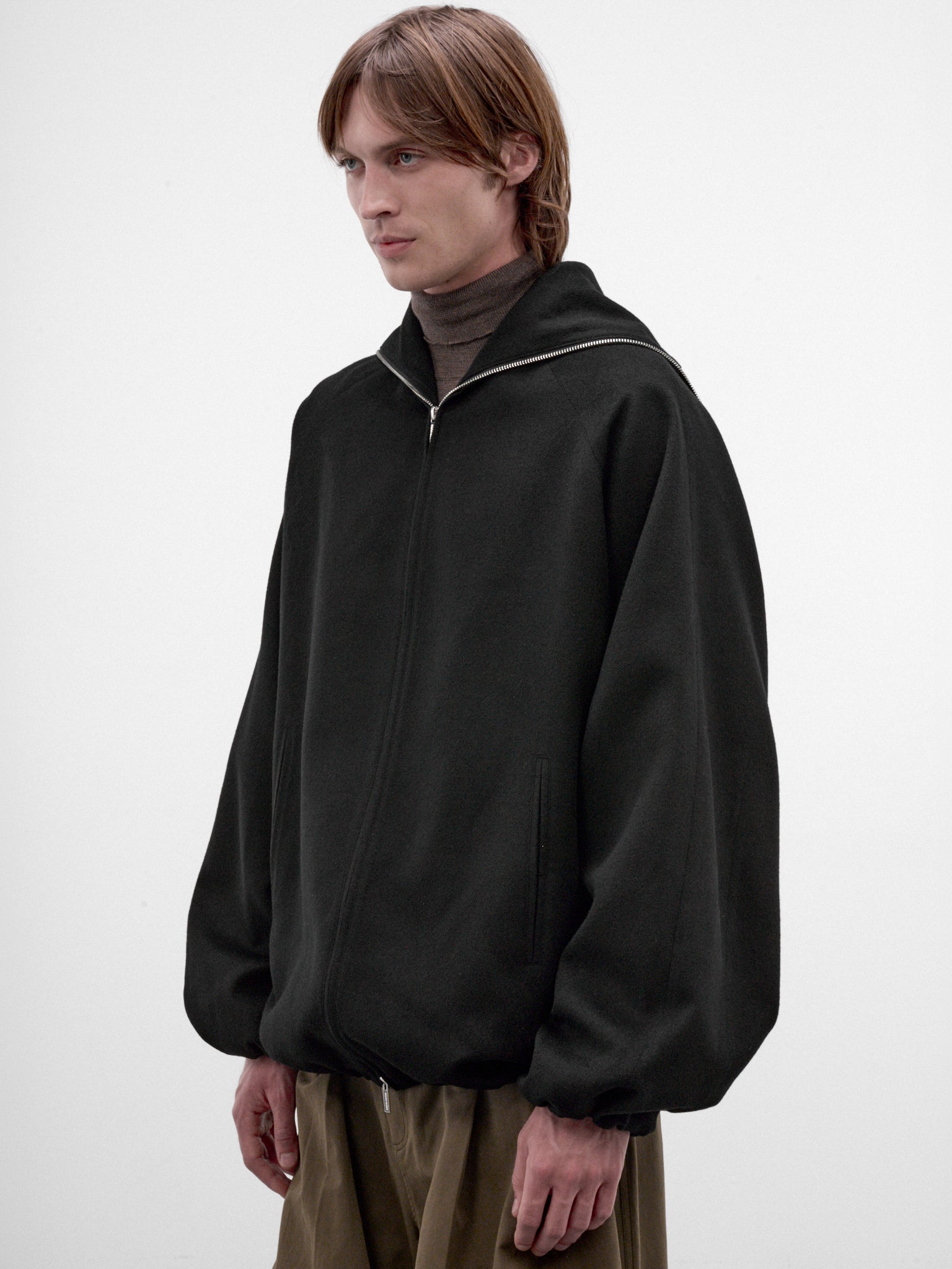 Black Half-Zip Hooded Jacket (AW26-003-04-BLACK)