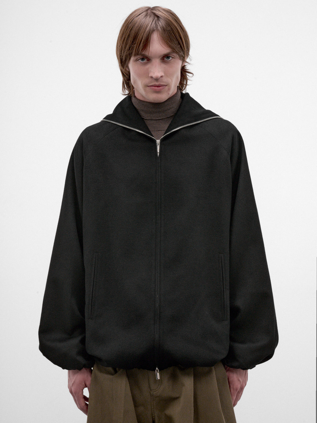 Black Half-Zip Hooded Jacket (AW26-003-04-BLACK)