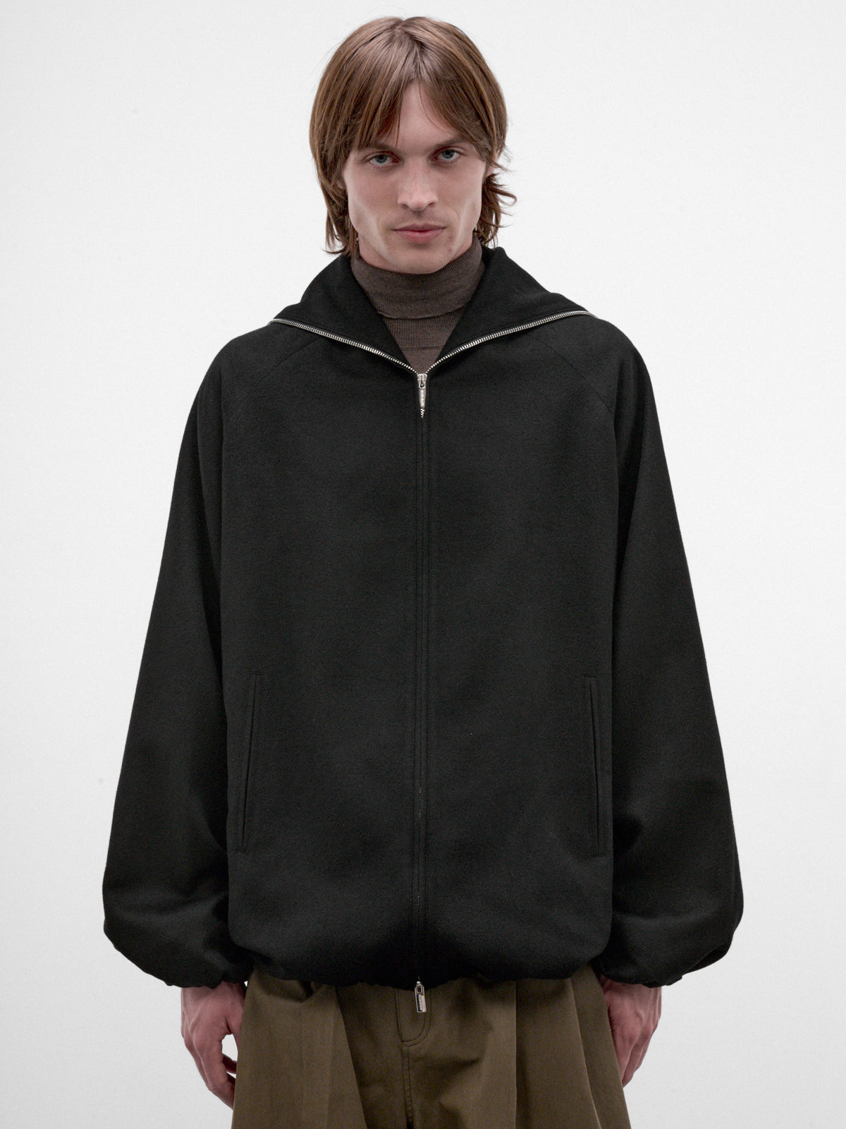 Black Half-Zip Hooded Jacket (AW26-003-04-BLACK)