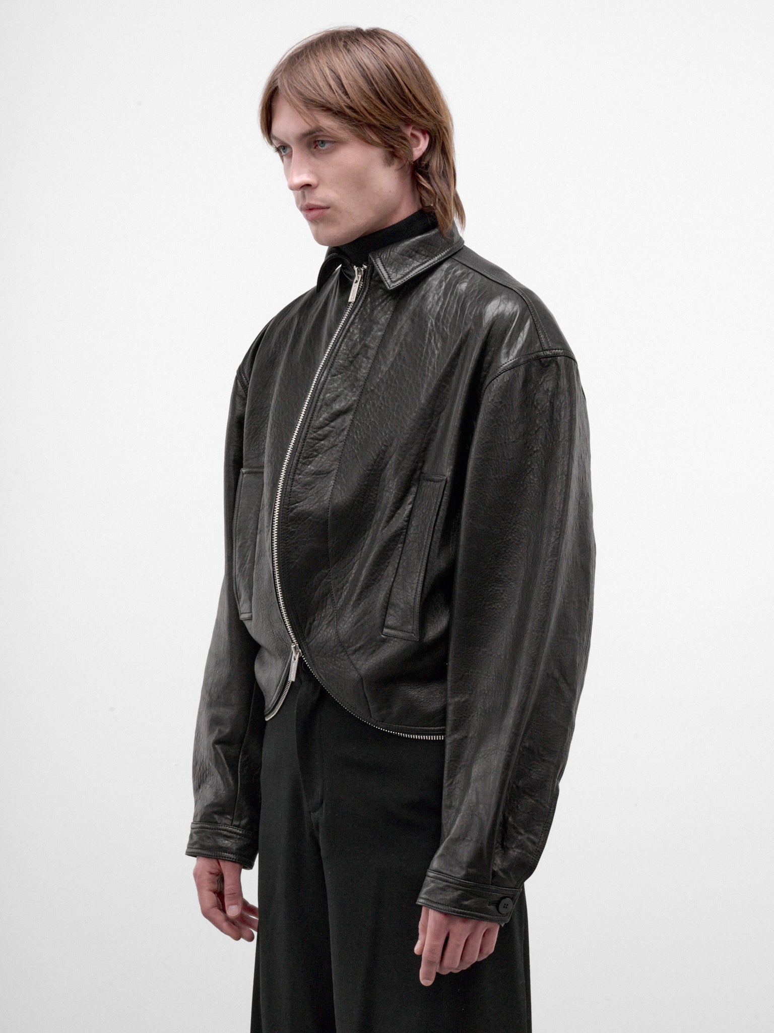 Black Leather Zip Jacket (AW26-003-10-BLACK)