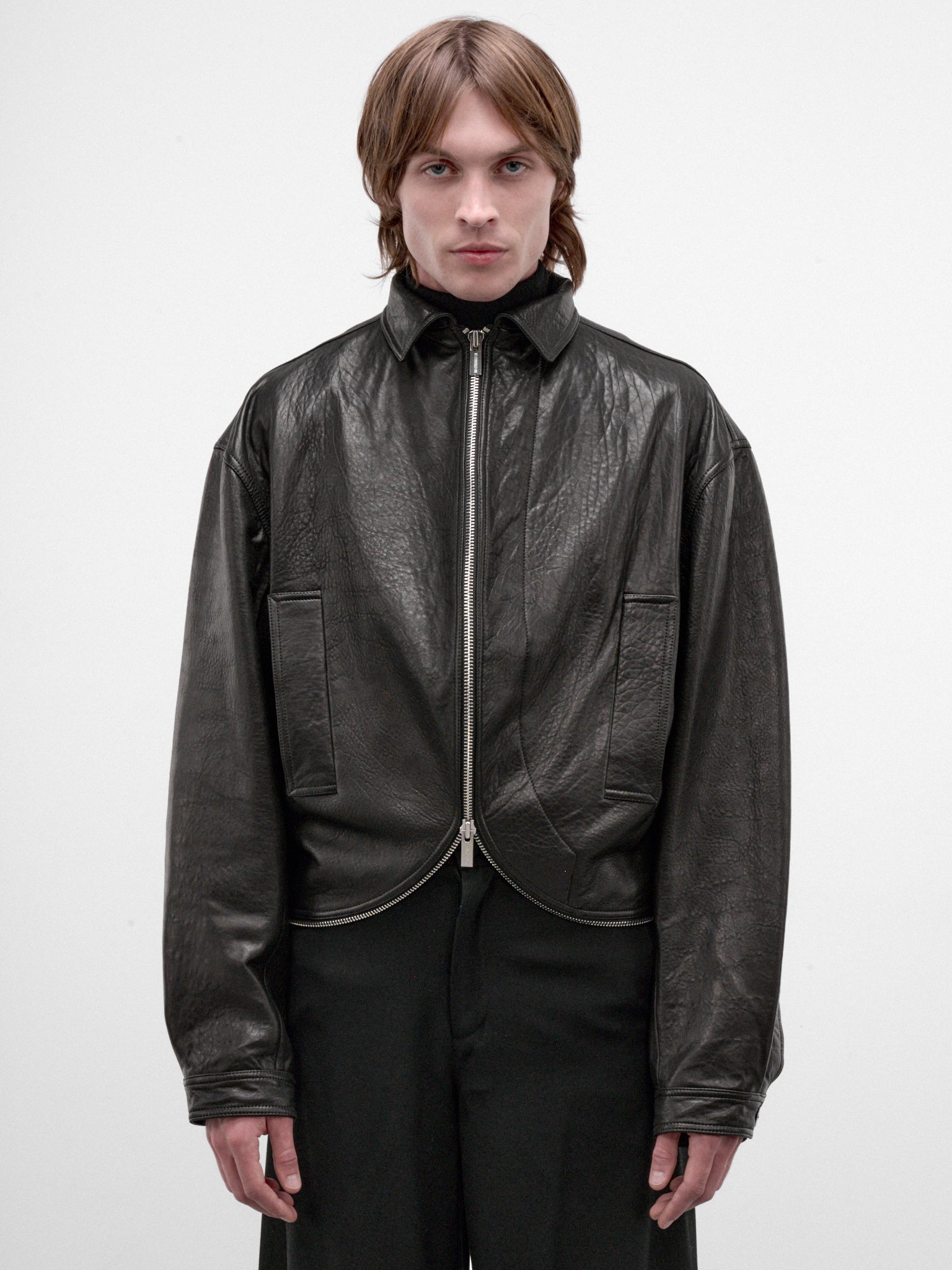 Black Leather Zip Jacket (AW26-003-10-BLACK)