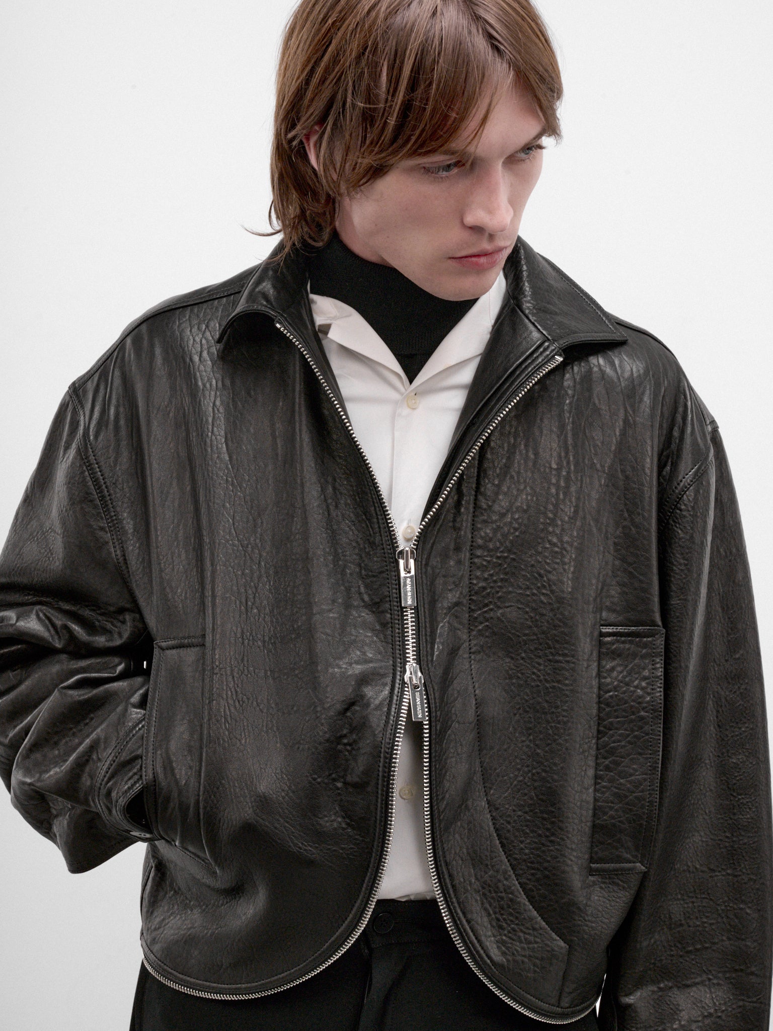 Black Leather Zip Jacket (AW26-003-10-BLACK)
