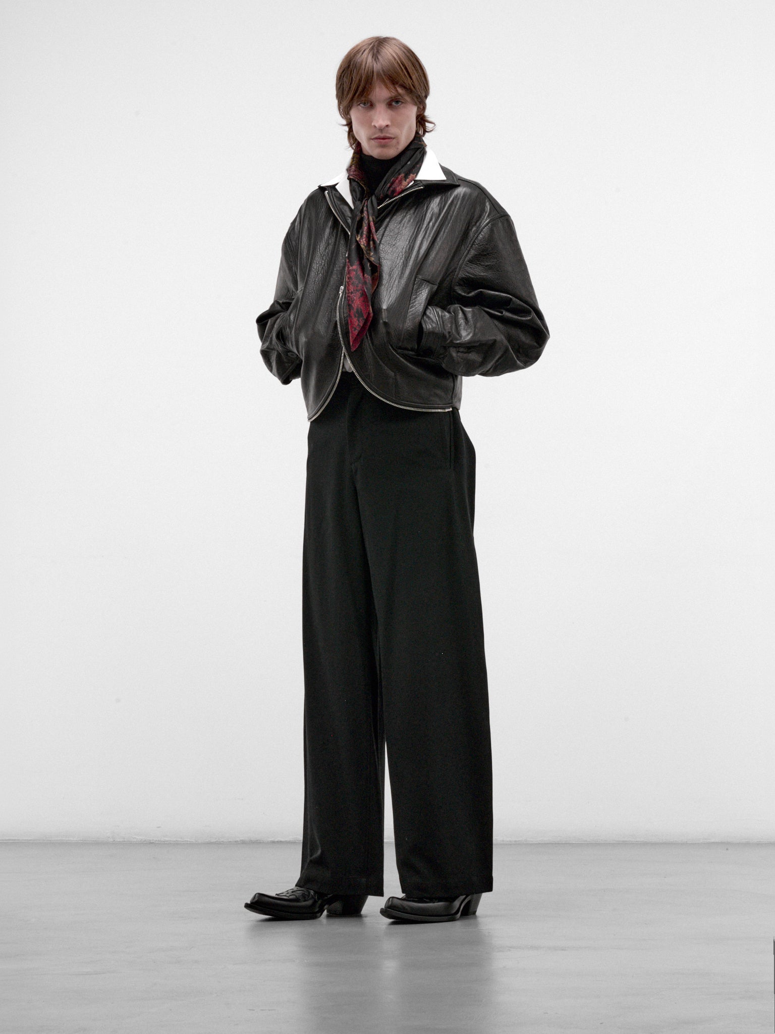 Black Leather Zip Jacket (AW26-003-10-BLACK)