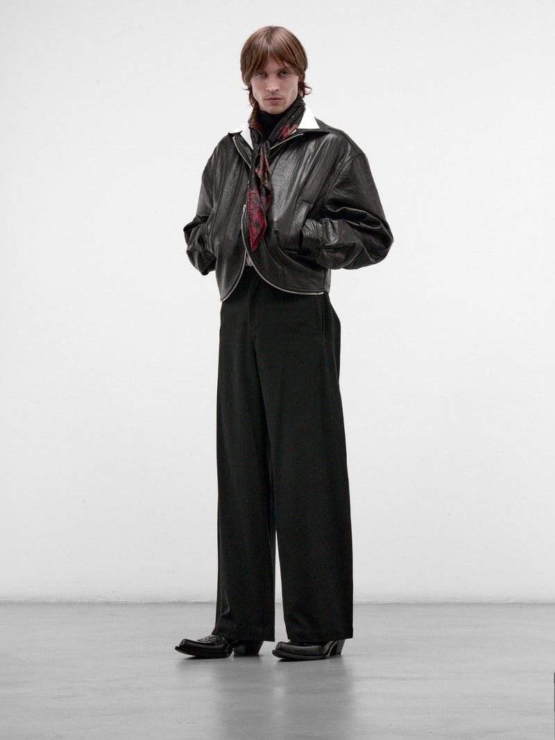 Black Leather Zip Jacket (AW26-003-10-BLACK)