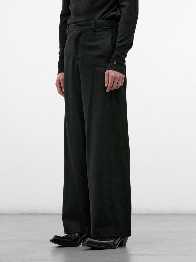 Black Pleated Wide Leg Trousers (AW26-008-13B-BLACK)