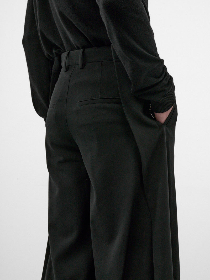 Black Pleated Wide Leg Trousers (AW26-008-13B-BLACK)