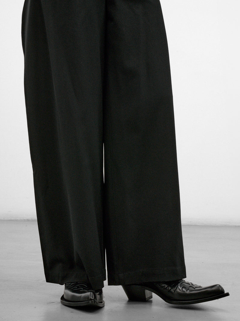 Black Pleated Wide Leg Trousers (AW26-008-13B-BLACK)