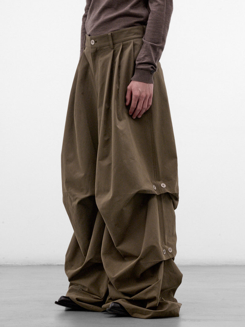 Green Wide Leg Draped Trousers (AW26-008-16G-GREEN)