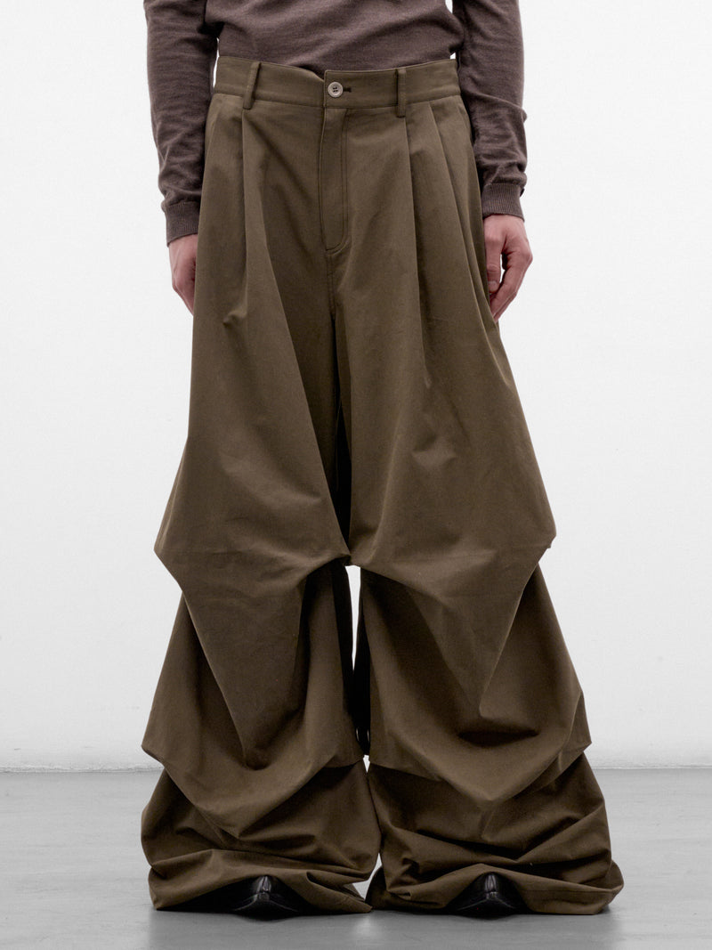 Green Wide Leg Draped Trousers (AW26-008-16G-GREEN)