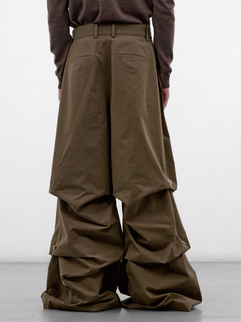 Green Wide Leg Draped Trousers (AW26-008-16G-GREEN)