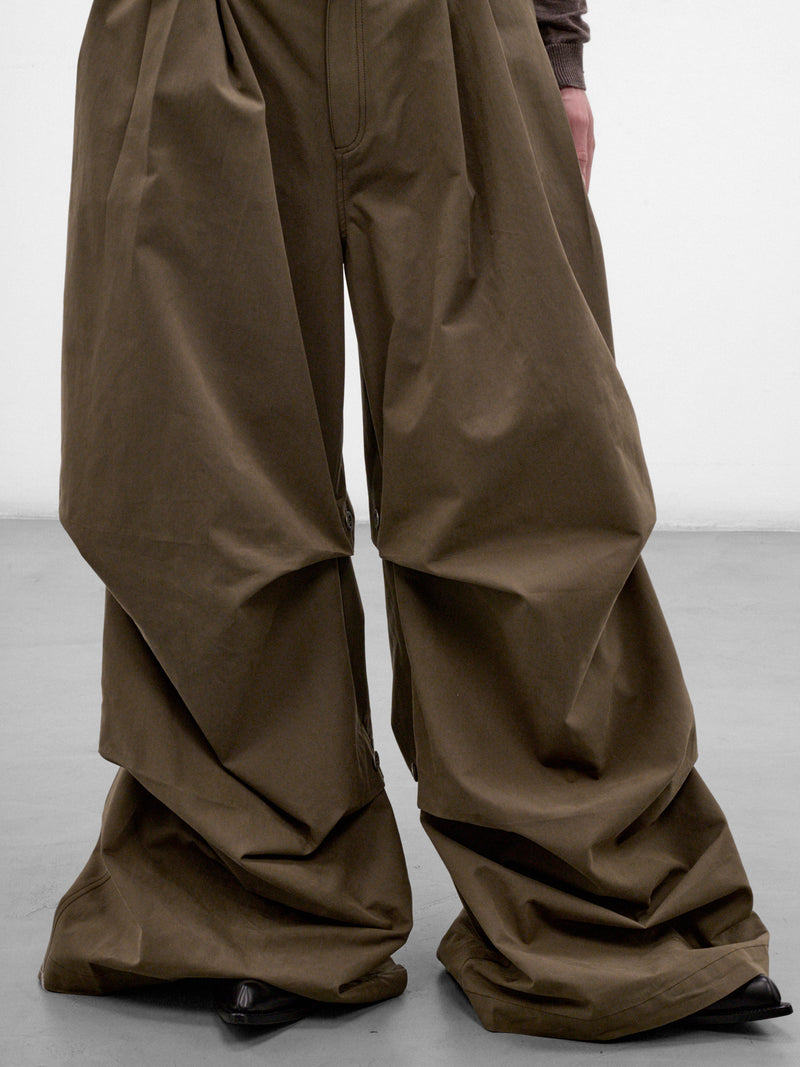 Green Wide Leg Draped Trousers (AW26-008-16G-GREEN)