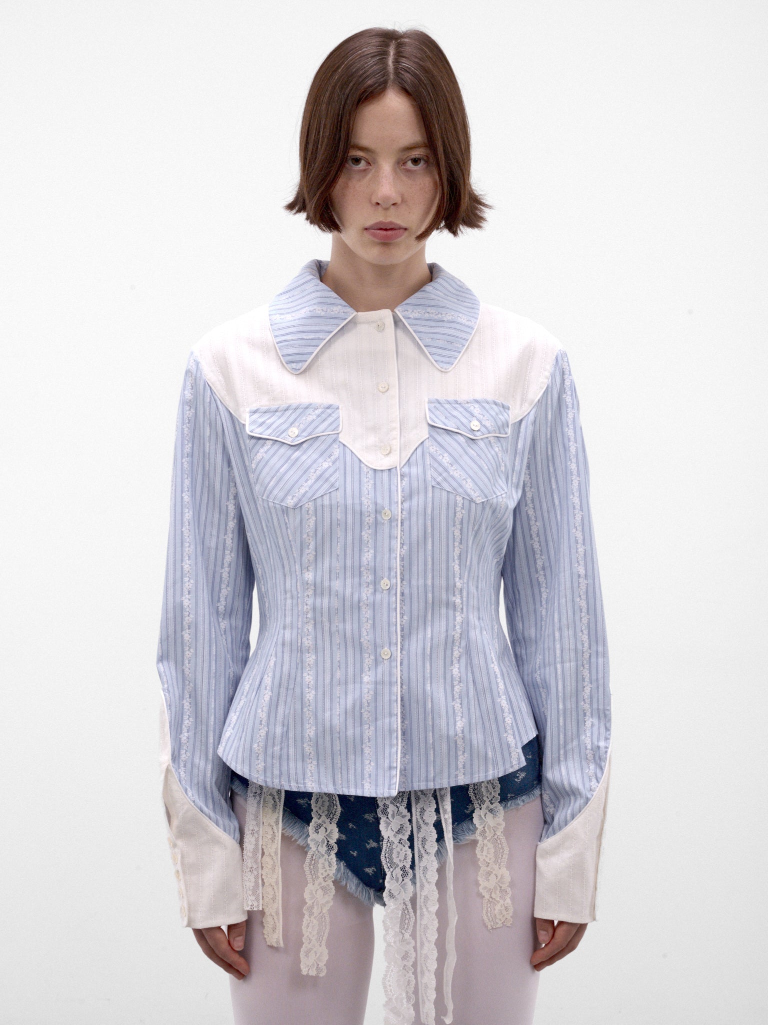 Blue Western Striped Shirt (AW2600BL03-SKY-BLUE)