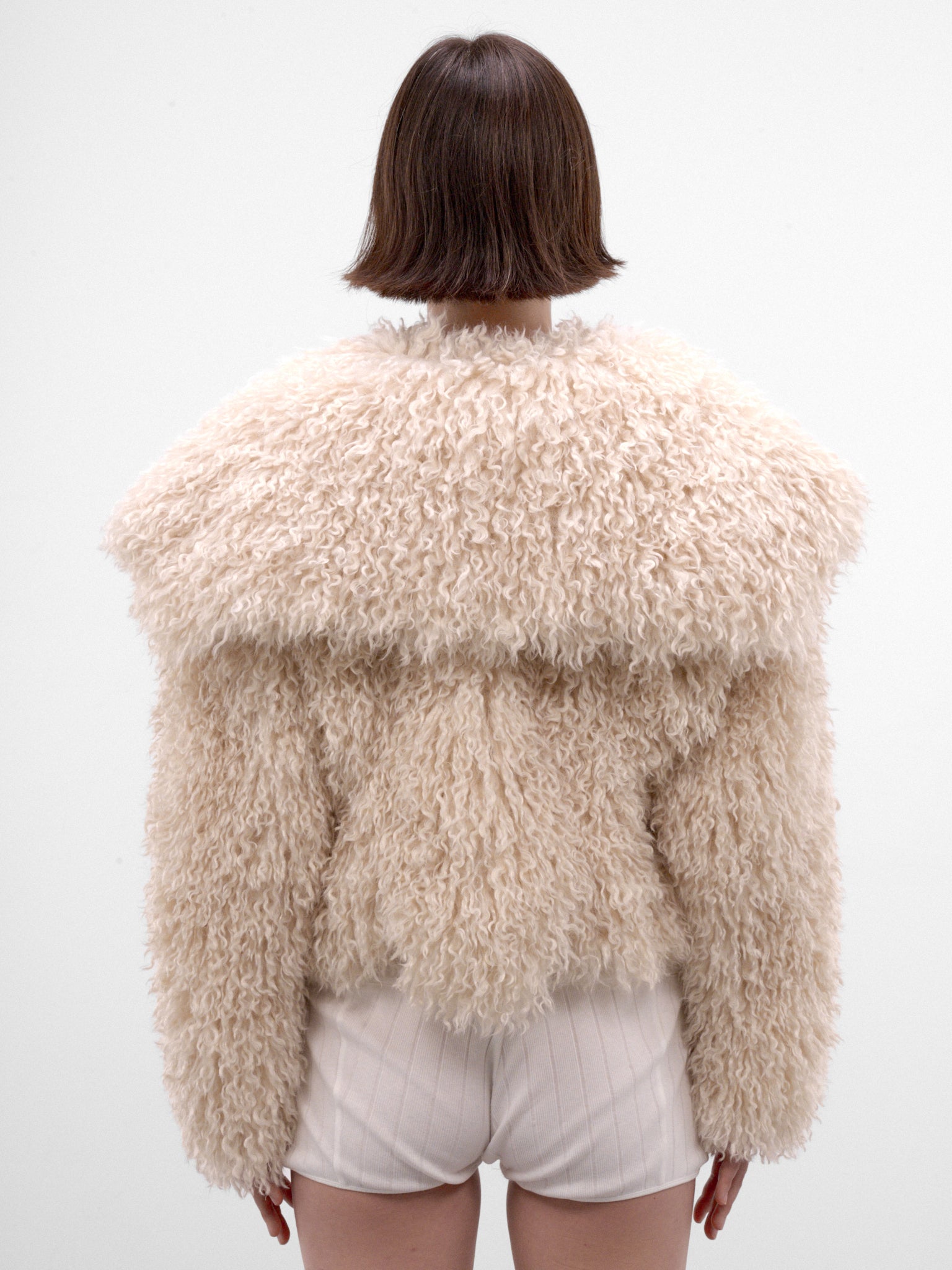 Ivory Cropped Faux Fur Coat (AW2600CT03B-IVORY)