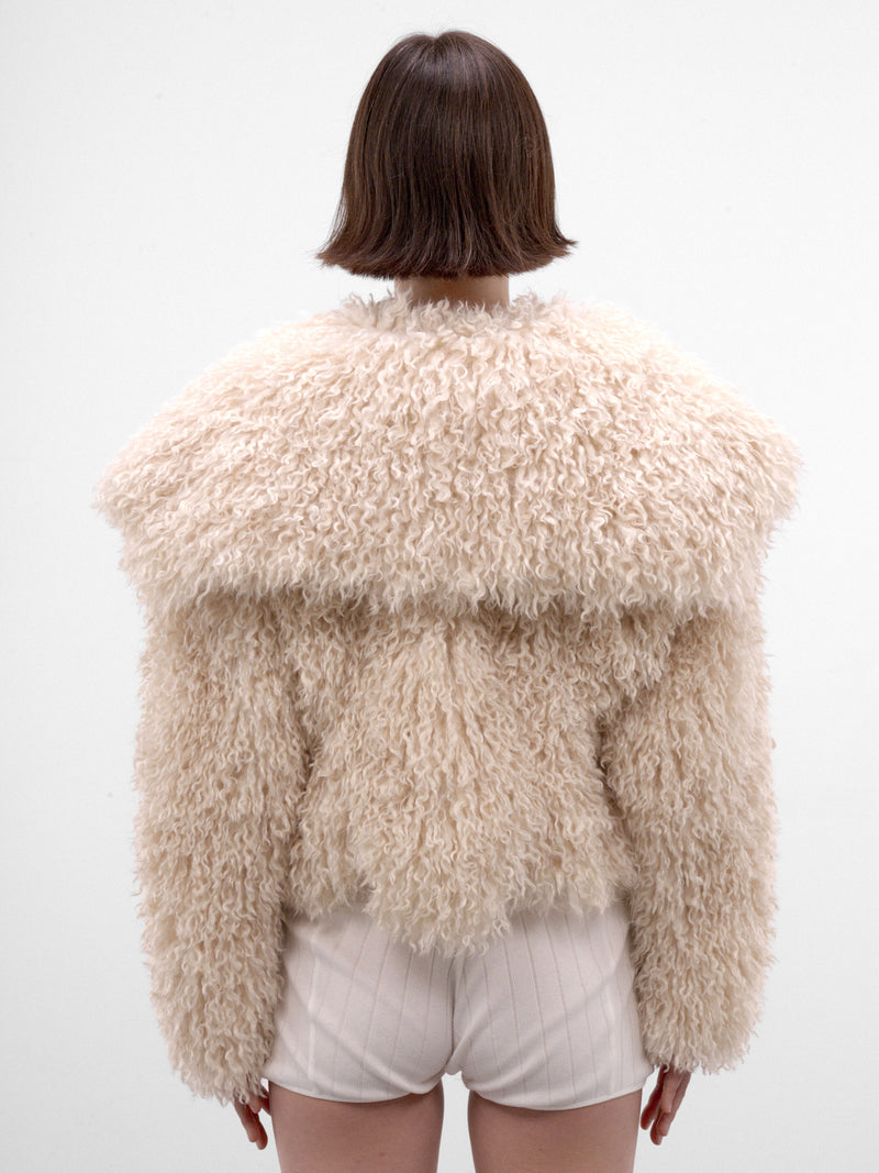 Ivory Cropped Faux Fur Coat (AW2600CT03B-IVORY)