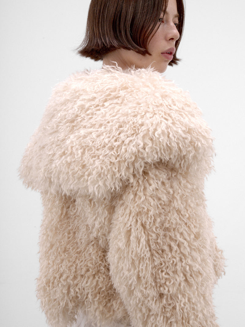 Ivory Cropped Faux Fur Coat (AW2600CT03B-IVORY)