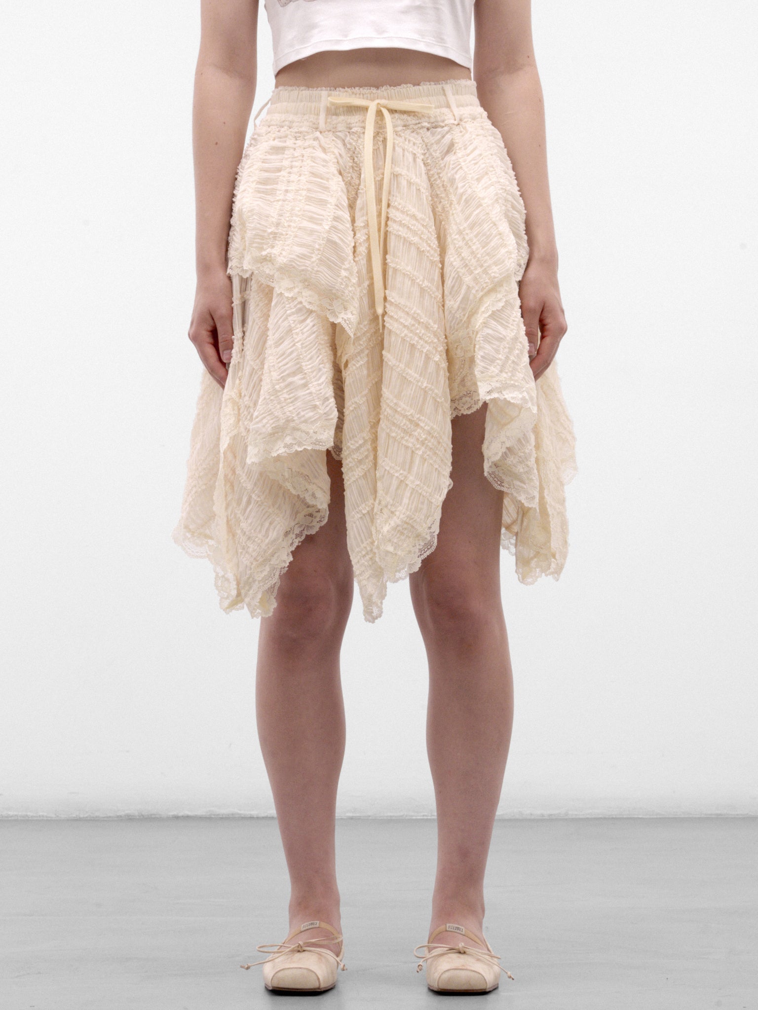 Ivory Asymmetric Layered Mini Skirt (AW2600SK03B-IVORY)