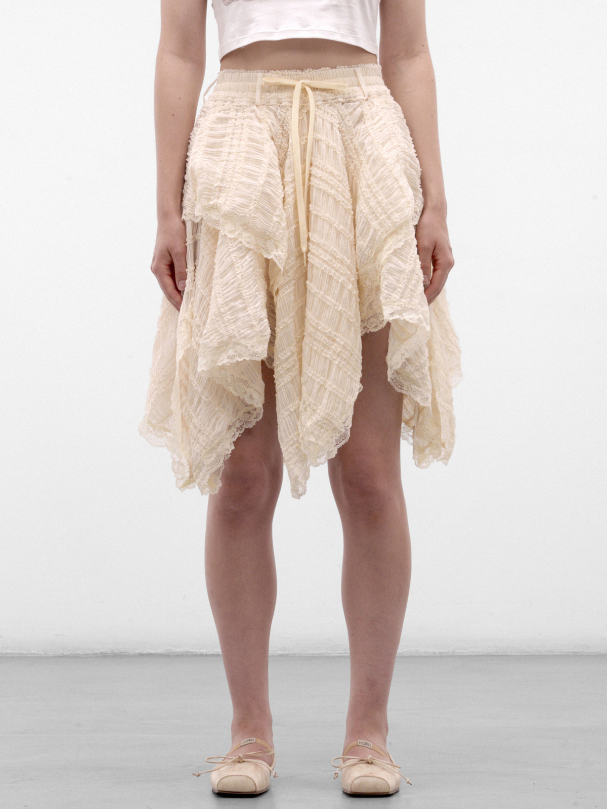 Ivory Asymmetric Layered Mini Skirt (AW2600SK03B-IVORY)